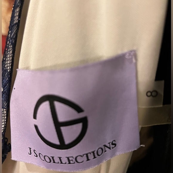 JS Collection Navy Blue /Ivory Soutache Lace Midi Dress, size 8 - Picture 4 of 6